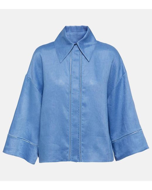 Camisa oversized Robinia de lona de lino Max Mara de color Blue