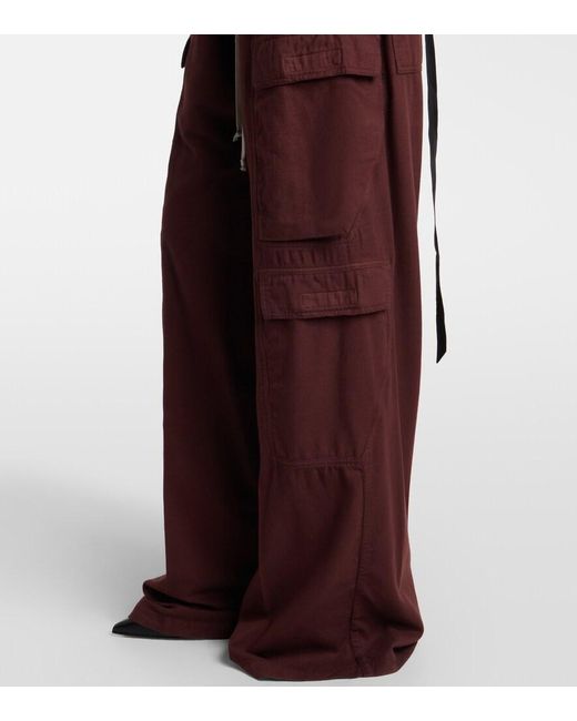 Rick Owens Red Drkshdw Jumbo Bela Cotton Flannel Cargo Pants