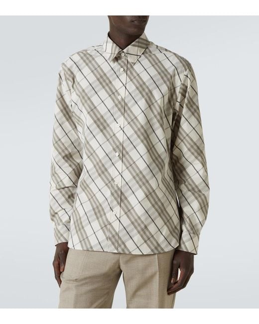 Burberry White Check Cotton Overshirt for men
