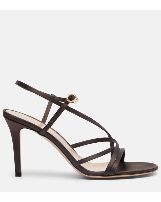 Gianvito Rossi Black Satin Sandals
