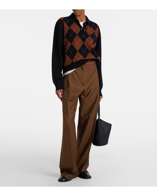 Rohe Black Argyle Wool Polo Sweater