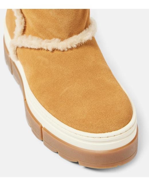 Bogner Natural Shearling-Lined Suede Ankle Boots