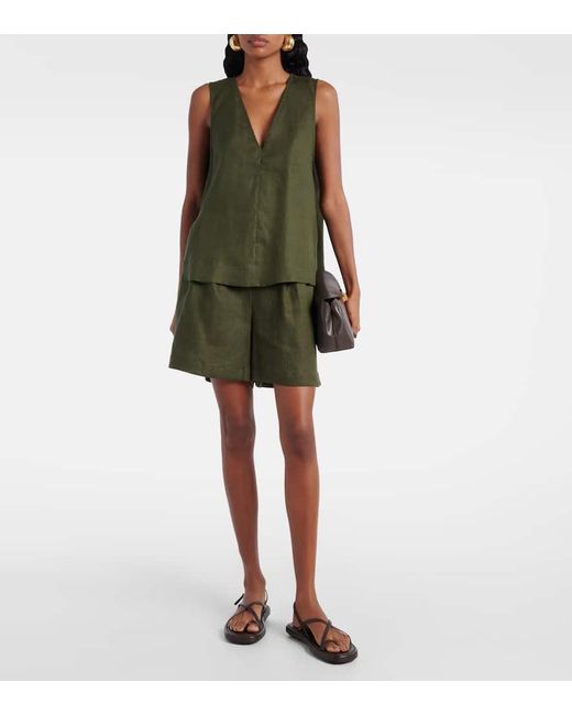 Asceno Green Top Manta Aus Leinen