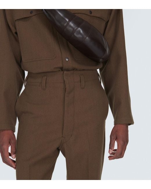 Lemaire Brown Maxi Cotton And Wool Chinos for men