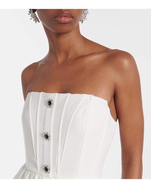Self-Portrait White Strapless Crepe Jumpsuit