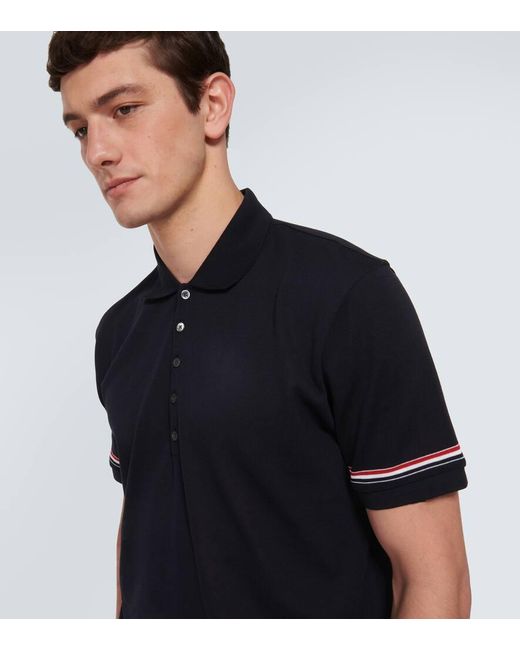Thom Browne Blue Rwb Stripe Cotton Polo Shirt for men
