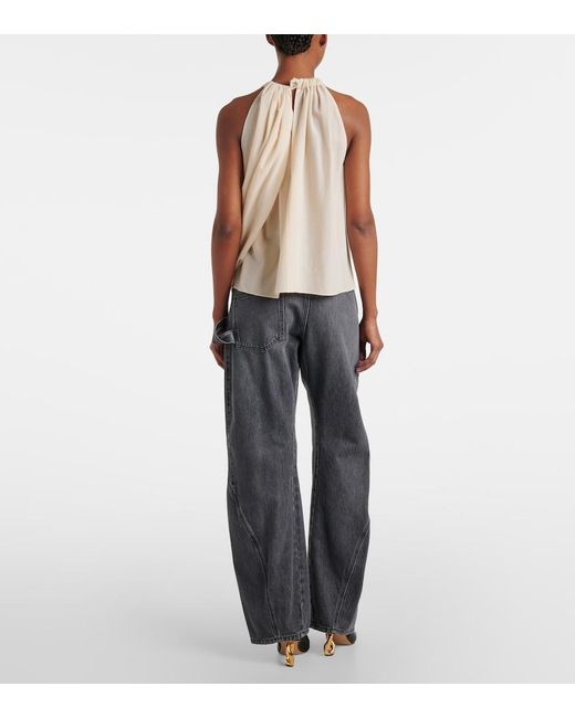 J.W. Anderson Natural Draped Wool-Blend Top