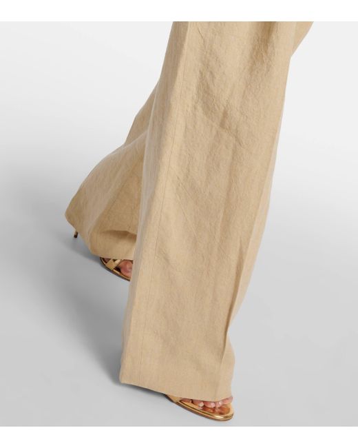 TOVE Natural Gabrielle High-rise Linen Wide-leg Pants