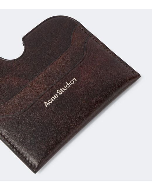 Acne Brown Leather Card Holder for men