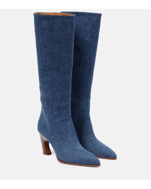 Chloé Oli Denim Knee-high Boots in Blue | Lyst