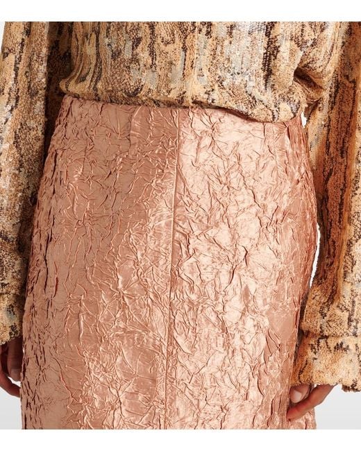 Dries Van Noten Pink Lame Midi Skirt