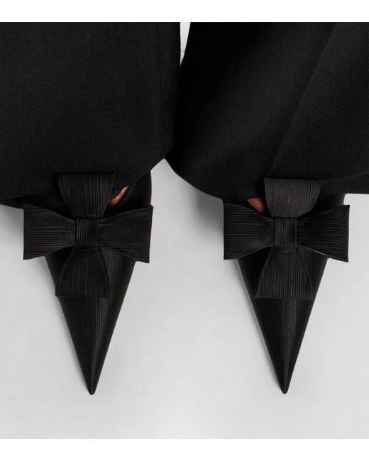 Saint Laurent Black Tea Bow-Detail Slingback Pumps