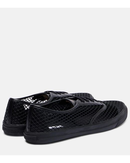 Aquazzura Black Minimalist Mesh Leather-Trimmed Sneakers
