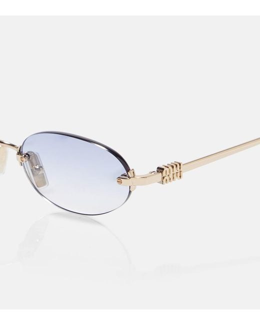 Miu Miu Blue Logo Oval Sunglasses