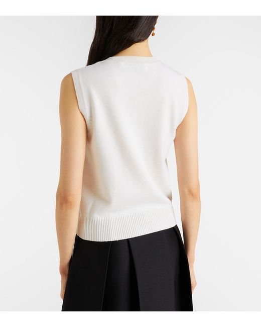 Oscar de la Renta White Virgin Wool Sweater Vest