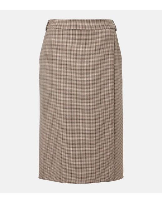 Stella McCartney Brown Houndstooth Wool Pencil Skirt