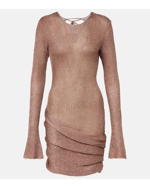 Bananhot Brown Jones Sequined Draped Minidress