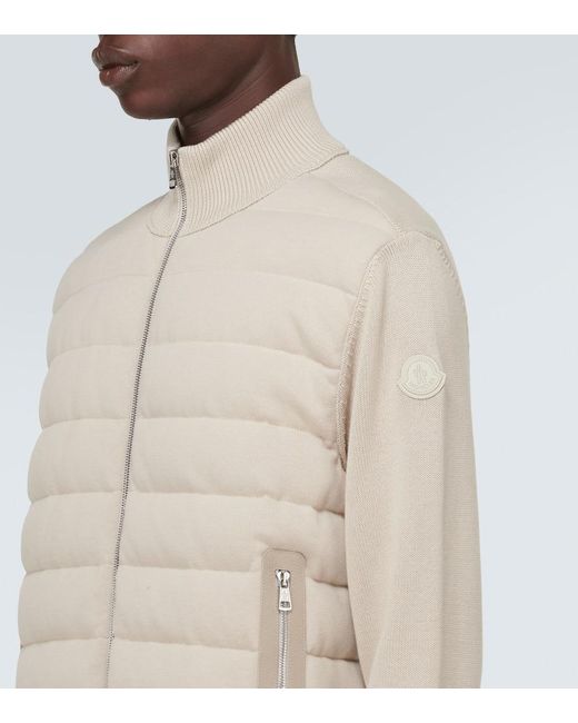 Moncler White Leather-trimmed Cotton Cardigan for men