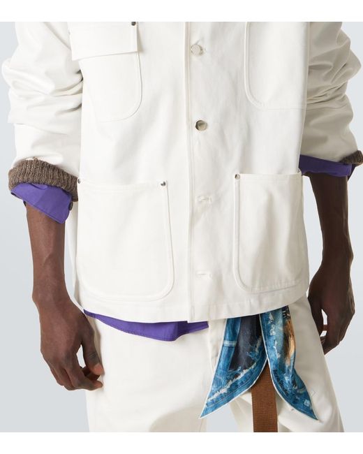 Plan C White Denim Field Jacket for men