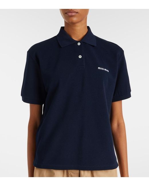 Miu Miu Blue Polohemd Aus Baumwoll-Pique