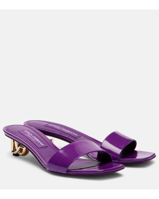 Dolce & Gabbana Purple Dg Leather Mules