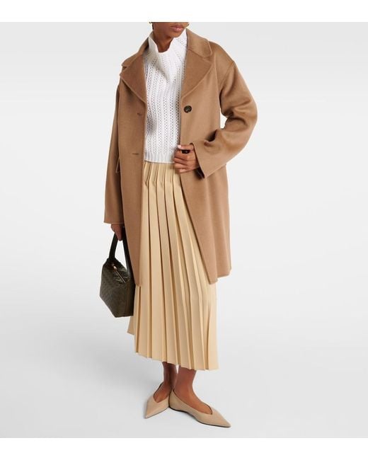 Max Mara Natural Luisa Pleated Midi Skirt