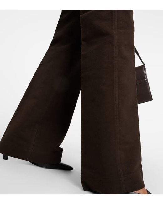 Totême  Brown High-Rise Velour Straight Pants