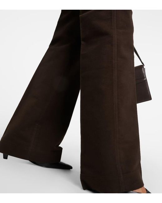 Totême  Brown High-rise Velour Straight Pants