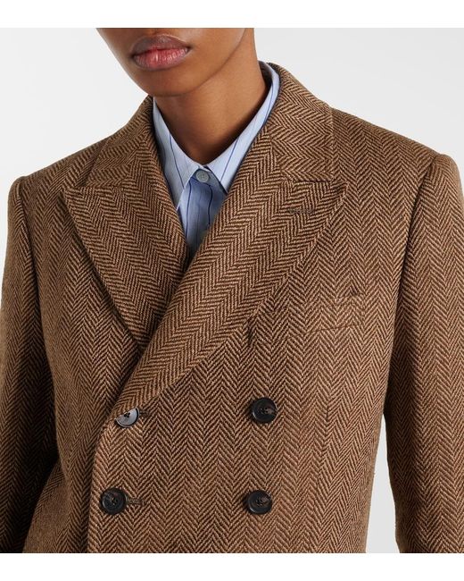 Polo Ralph Lauren Brown Herringbone Linen, Wool, And Silk Blazer