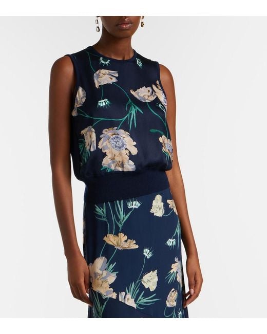 Erdem Blue Floral Wool Sweater Vest