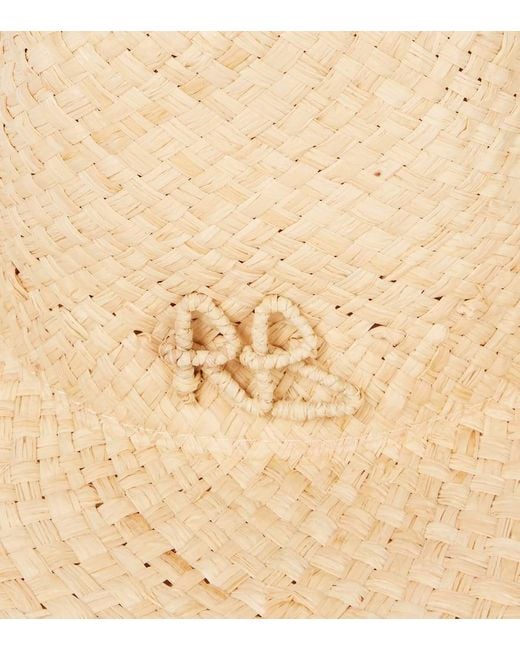 Ruslan Baginskiy White Logo Faux Pearl-Embellished Straw Fedora