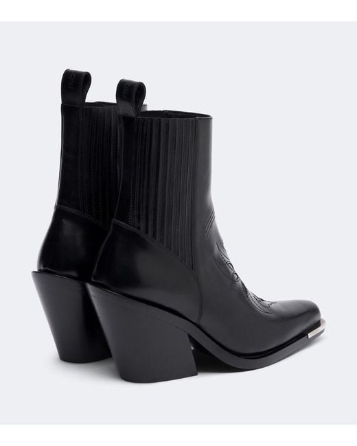 Rabanne Black Leather Cowboy Boots