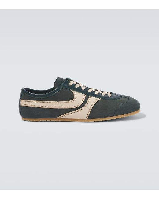 Dries Van Noten Green Suede And Leather Sneakers for men