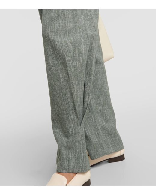 Co. Green High-rise Wool-blend Wide-leg Pants
