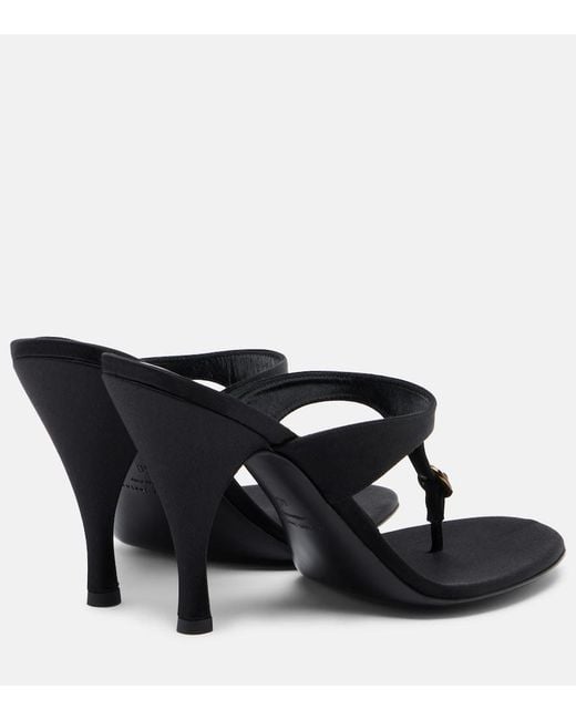 Herbert Levine Black Kiss And Tell Satin Thong Sandals