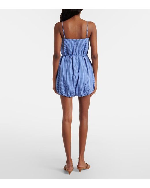 Faithfull The Brand Blue Riatto Checked Cotton Romper