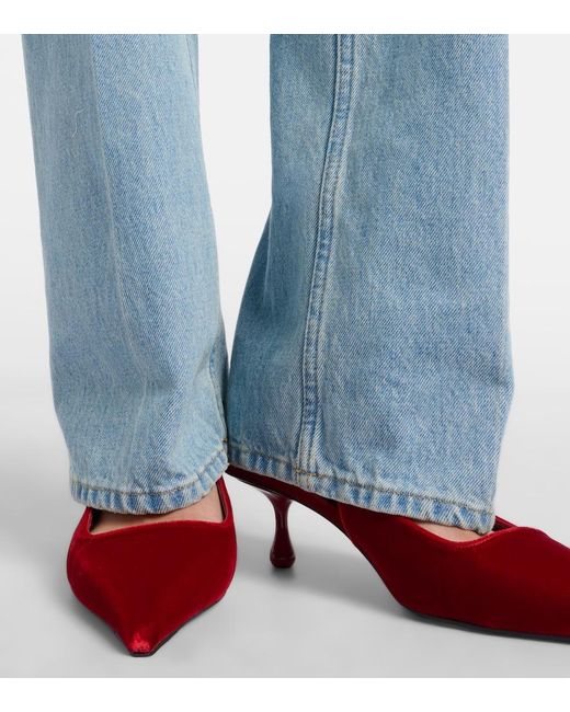 Jimmy Choo Red Amel Velvet Slingback Pumps