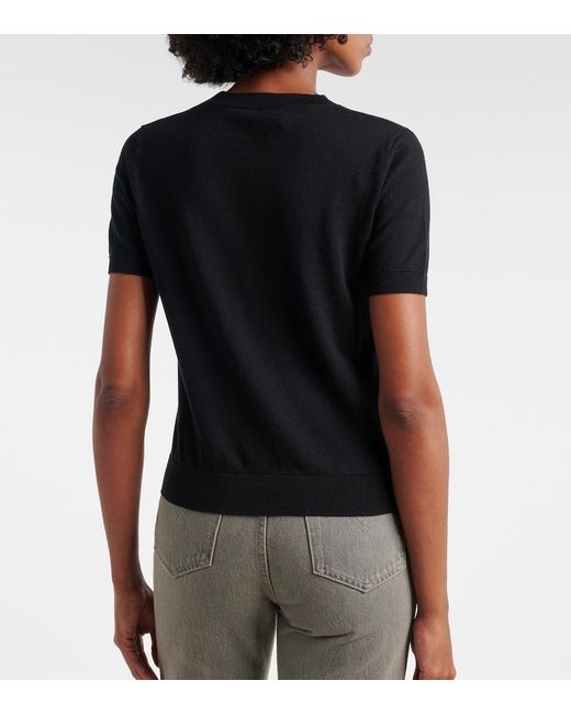 Max Mara Black Cotton, Silk, And Cashmere Top