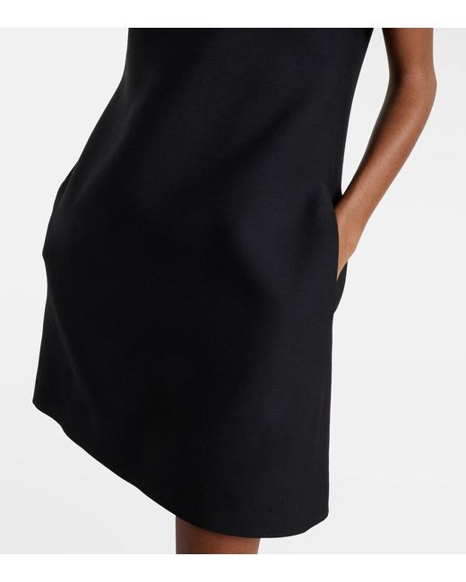 Valentino Black Embellished Wool And Silk Minidress