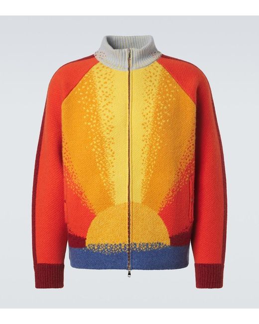 God's True Cashmere Orange Radiant Sun Cashmere Zip-Up Sweater for men