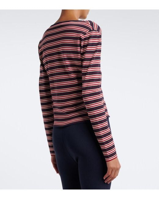 Faithfull The Brand Red Doris Striped Cotton-Blend Cardigan