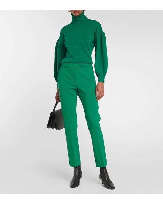 Max Mara Green Fuoco Cropped Wool-Blend Pants