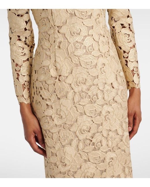 Robe Longue En Dentelle A Fleurs Oscar de la Renta en coloris Natural