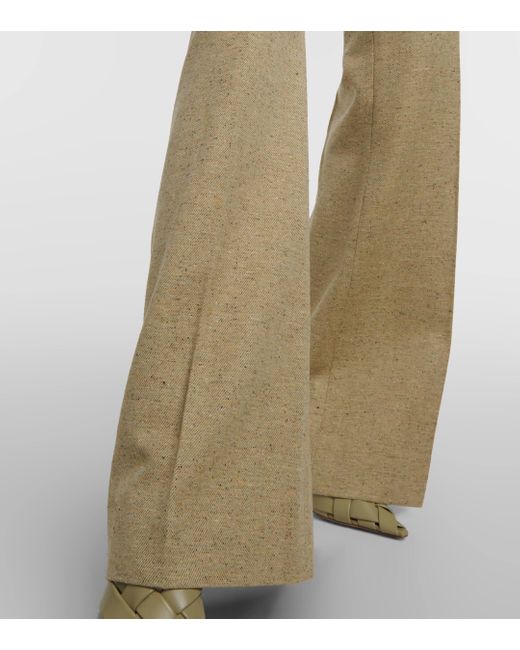 Pantalon evase a taille haute en laine Victoria Beckham en coloris Natural