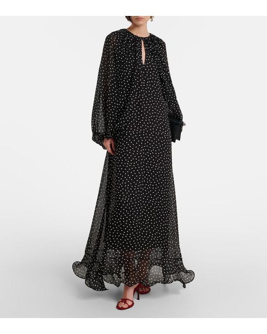 Dorothee Schumacher Black Dancing Dots Polka-Dot Maxi Dress