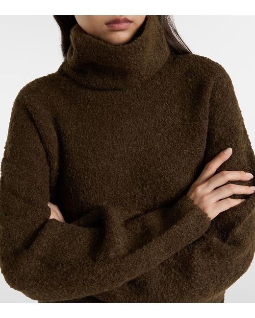Totême Brown Alpaca And Wool-Blend Boucle Turtleneck Sweater
