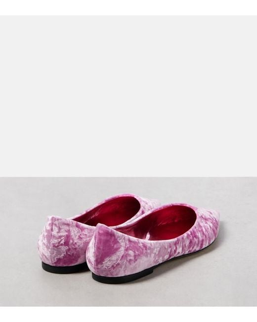 Jimmy Choo Pink Love Velvet Ballet Flats