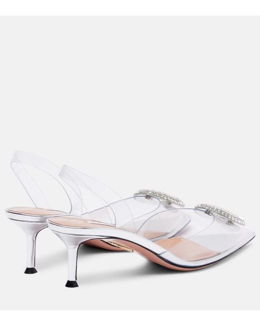 Aquazzura White Crystal Hoop 50 Pvc Slingback Pumps