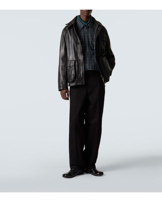 C P Company Black Lens Leather Jacket for men