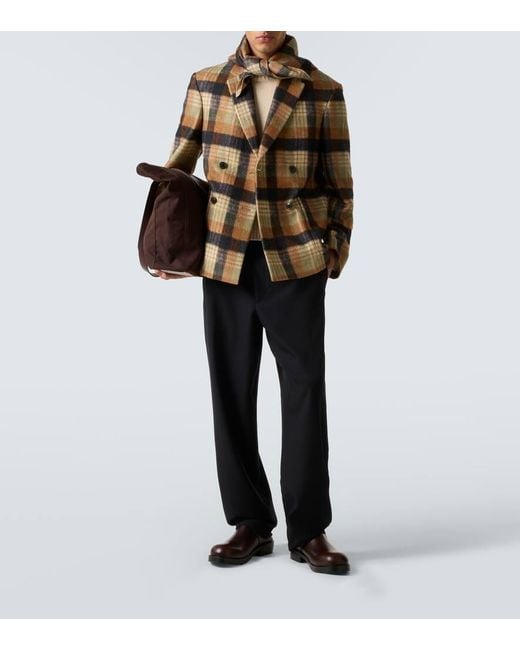 Dries Van Noten Tote Bag Aus Baumwoll-Canvas Mit Leder in Brown für Herren